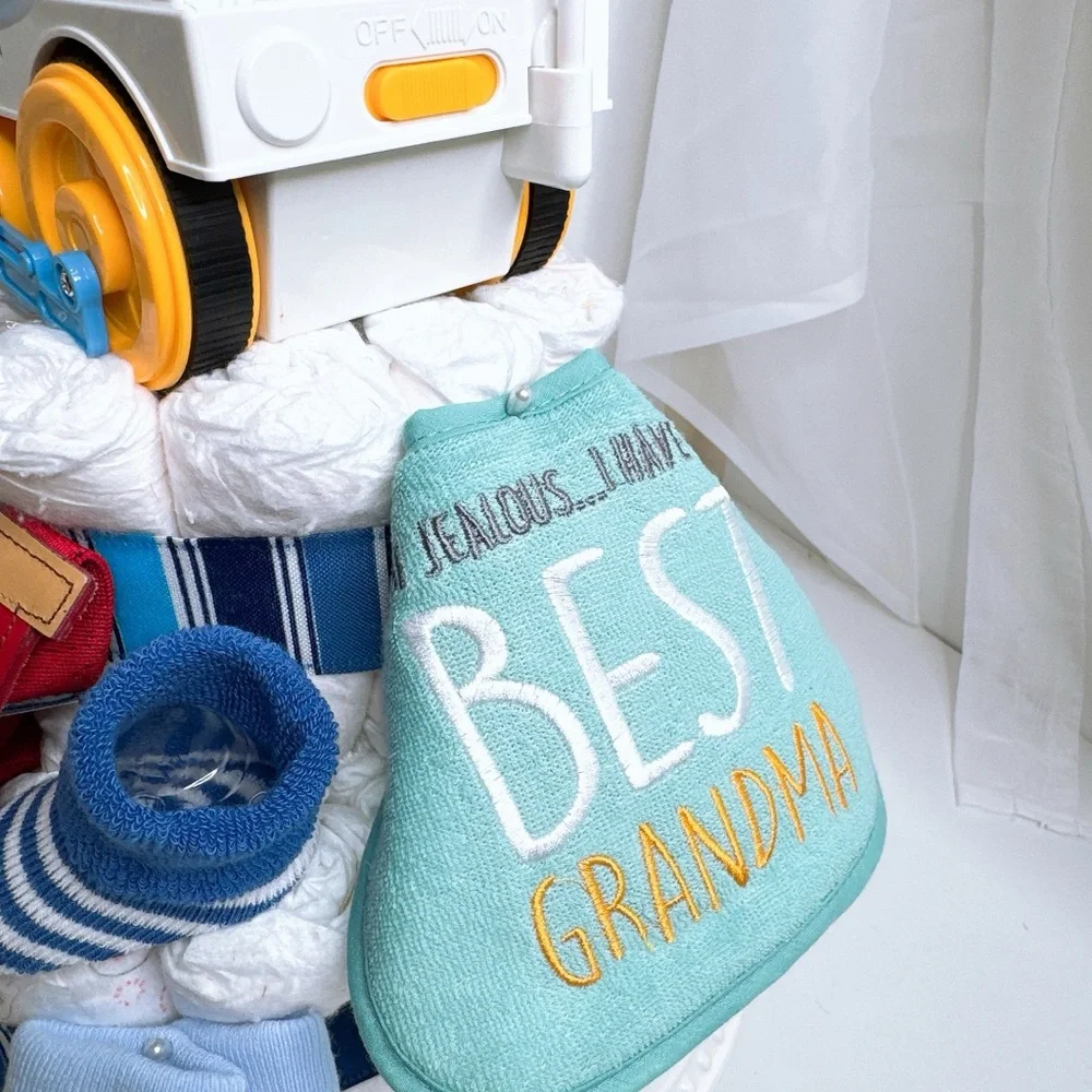 Colorful Train Diaper Cake, Baby Shower Gift